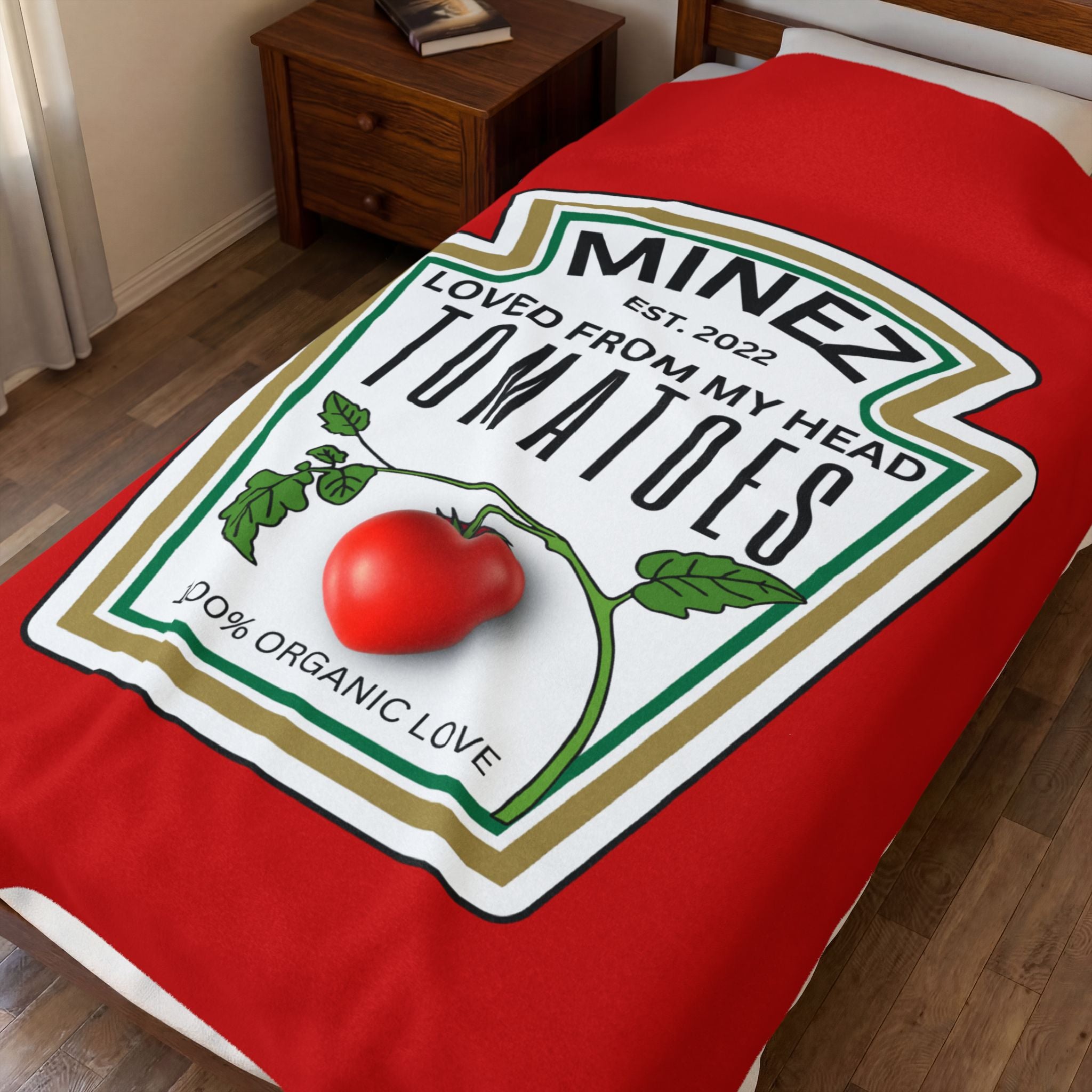 Personalized Date You Met or Married, Loved From My Head Tomatoes Velveteen Plush Blanket — Funny Cute Gift - The Luxx Express