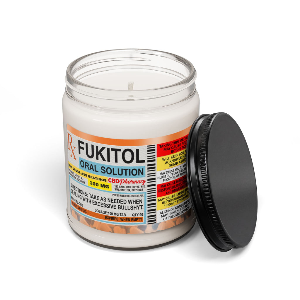 Fukitol Scented 9 oz Soy Candle Quirky Saying Funny Sayings on Medicine Bottle for Perfect Gift - The Luxx Express