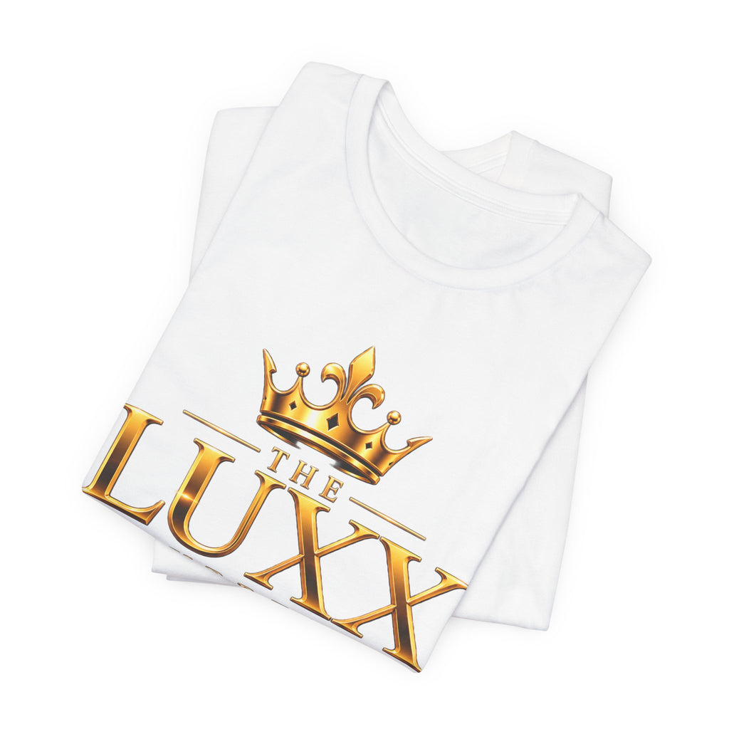 Luxx Express Tee — Gold Crown Logo Short Sleeve T-Shirt Printify
