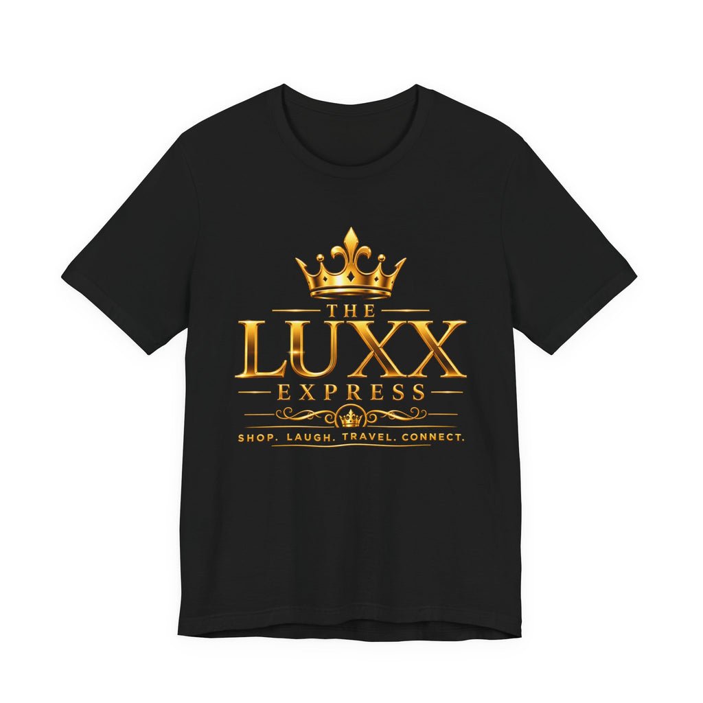 Luxx Express Tee — Gold Crown Logo Short Sleeve T-Shirt Printify