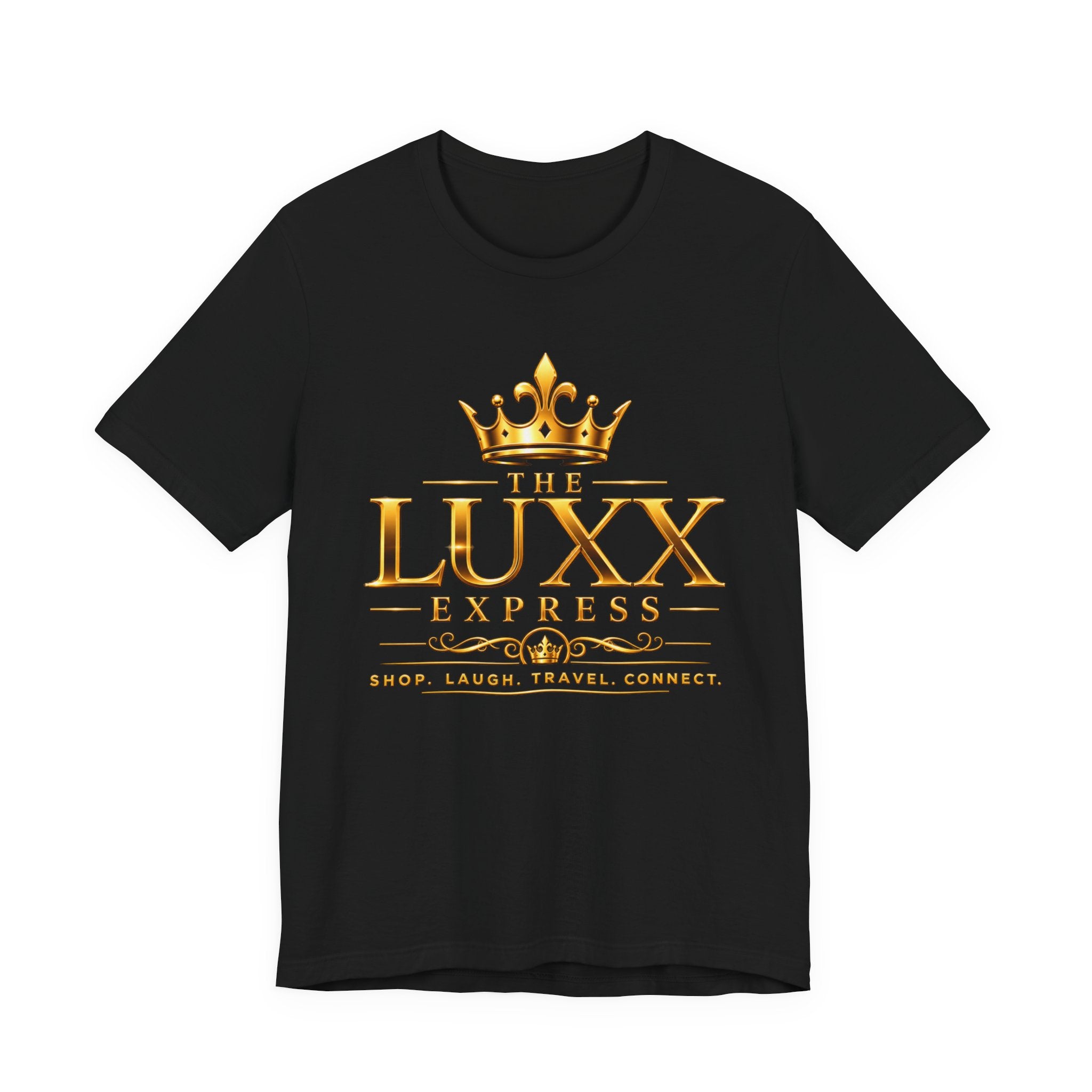 Luxx Express Tee — Gold Crown Logo Short Sleeve T-Shirt Printify