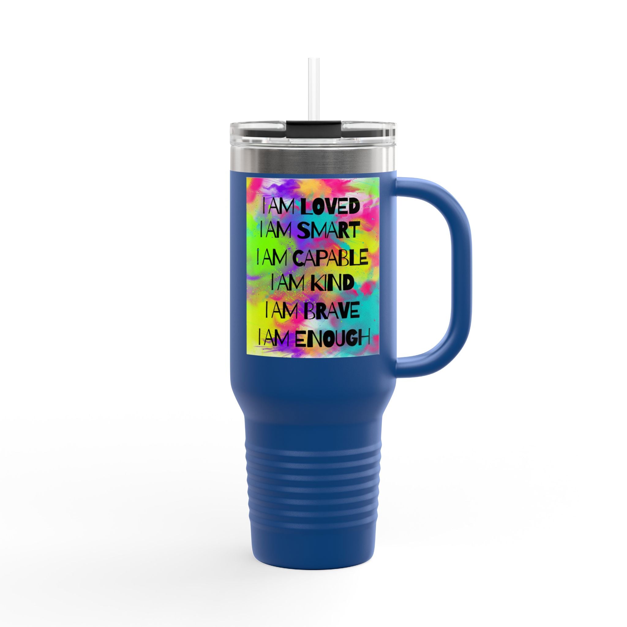 I Am Enough 40oz Insulated Travel Mug — Affirmation Tumbler - The Luxx Express