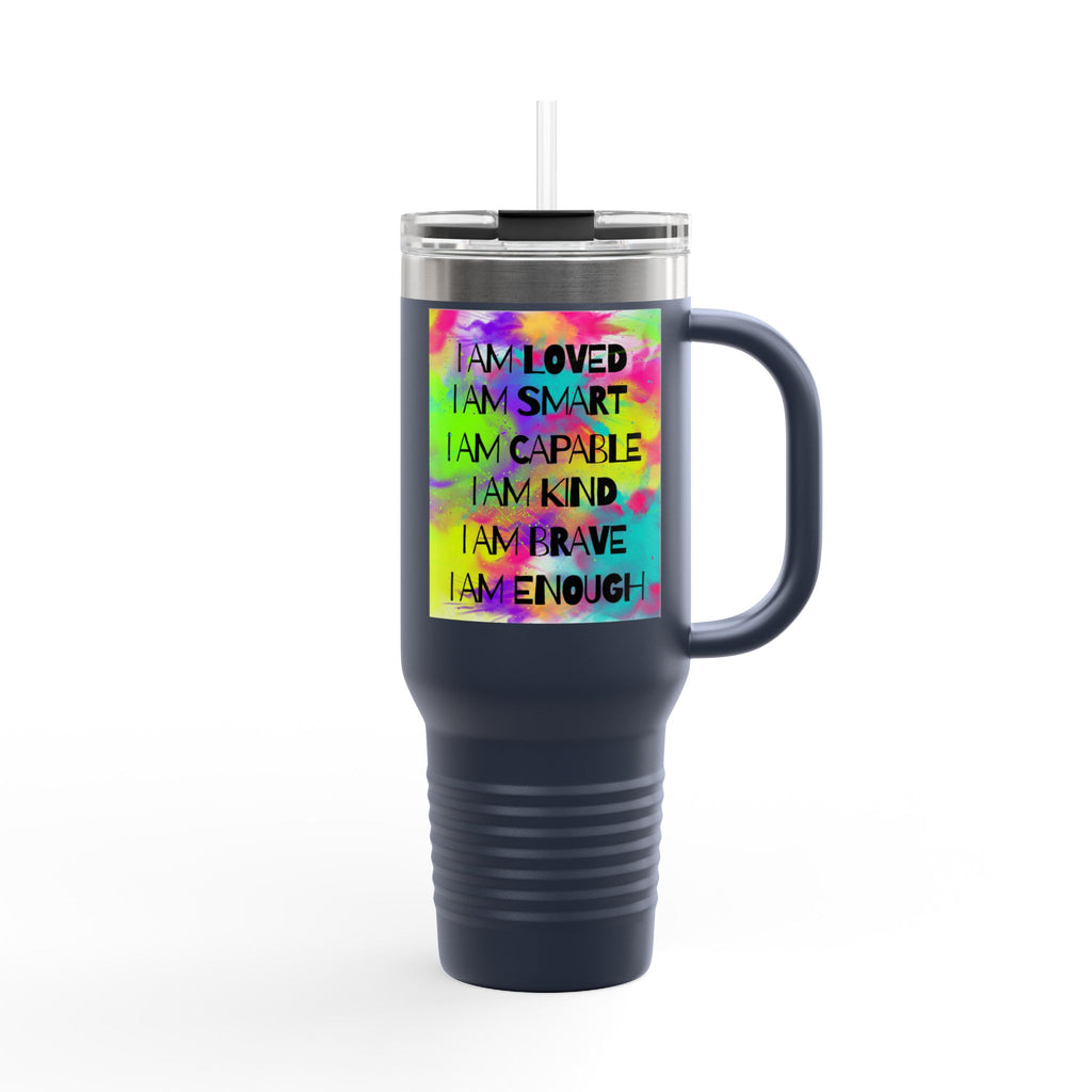 I Am Enough 40oz Insulated Travel Mug — Affirmation Tumbler - The Luxx Express