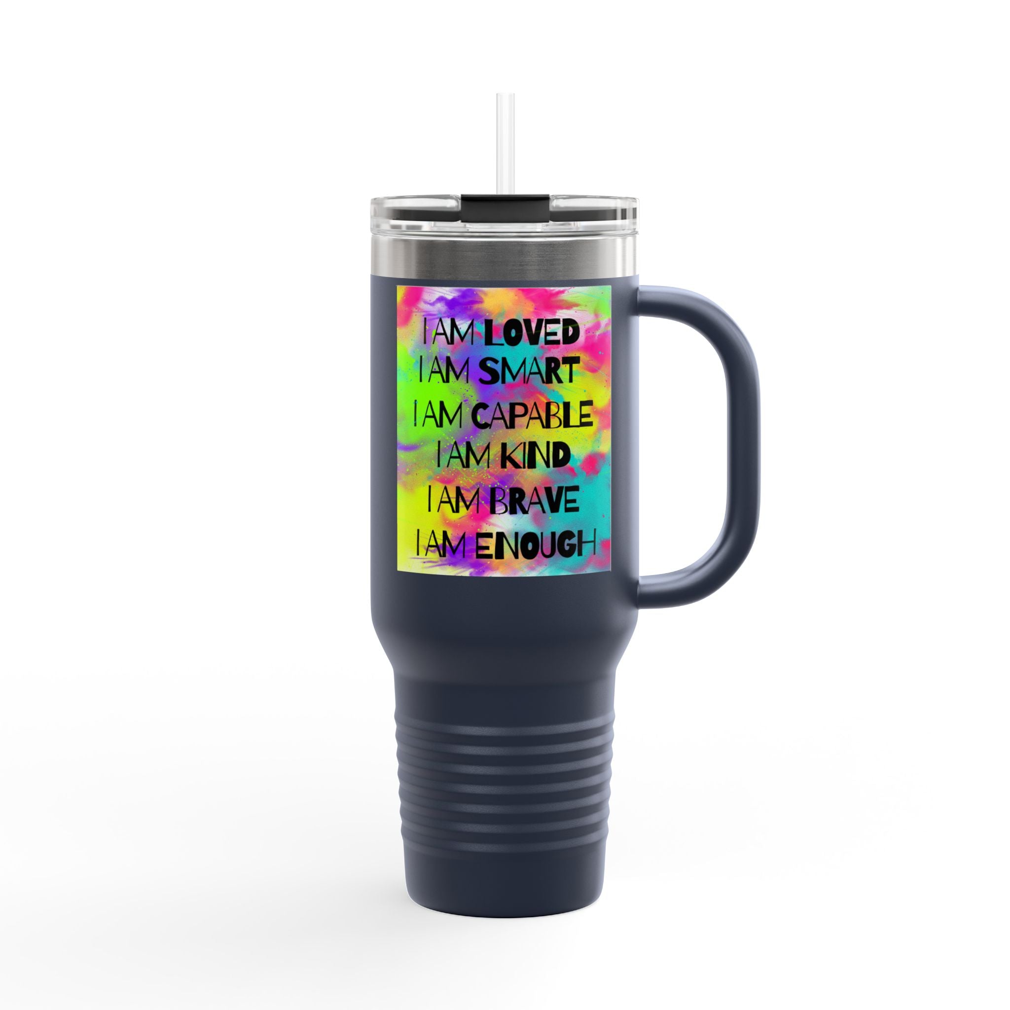 I Am Enough 40oz Insulated Travel Mug — Affirmation Tumbler - The Luxx Express