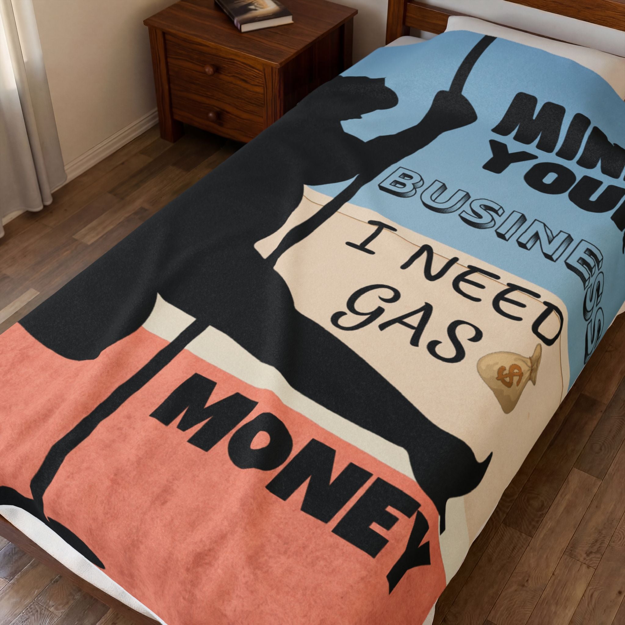 Velveteen Plush Blanket — "Mind Your Business I Need Gas Money" Cozy Throw - The Luxx Express