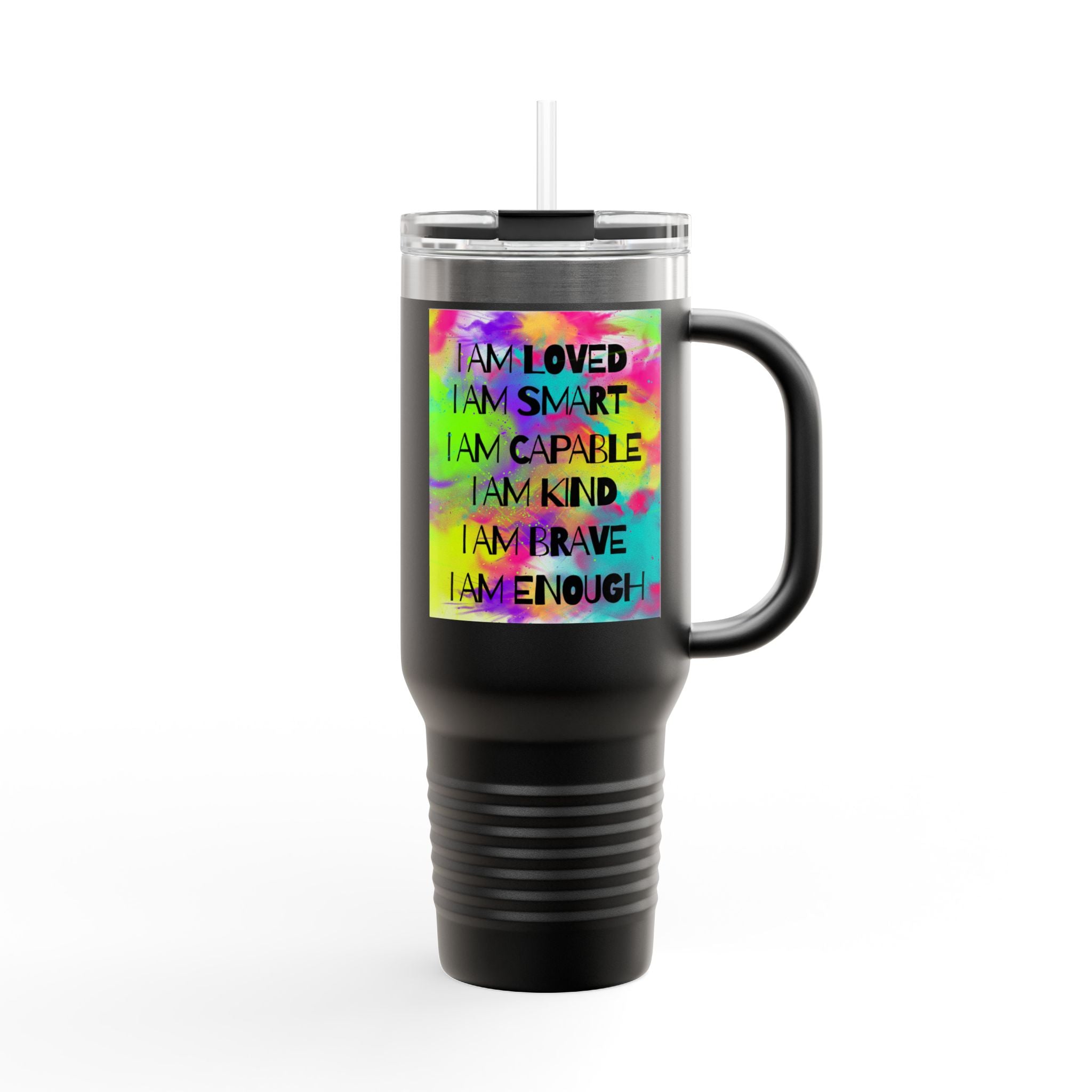 I Am Enough 40oz Insulated Travel Mug — Affirmation Tumbler - The Luxx Express