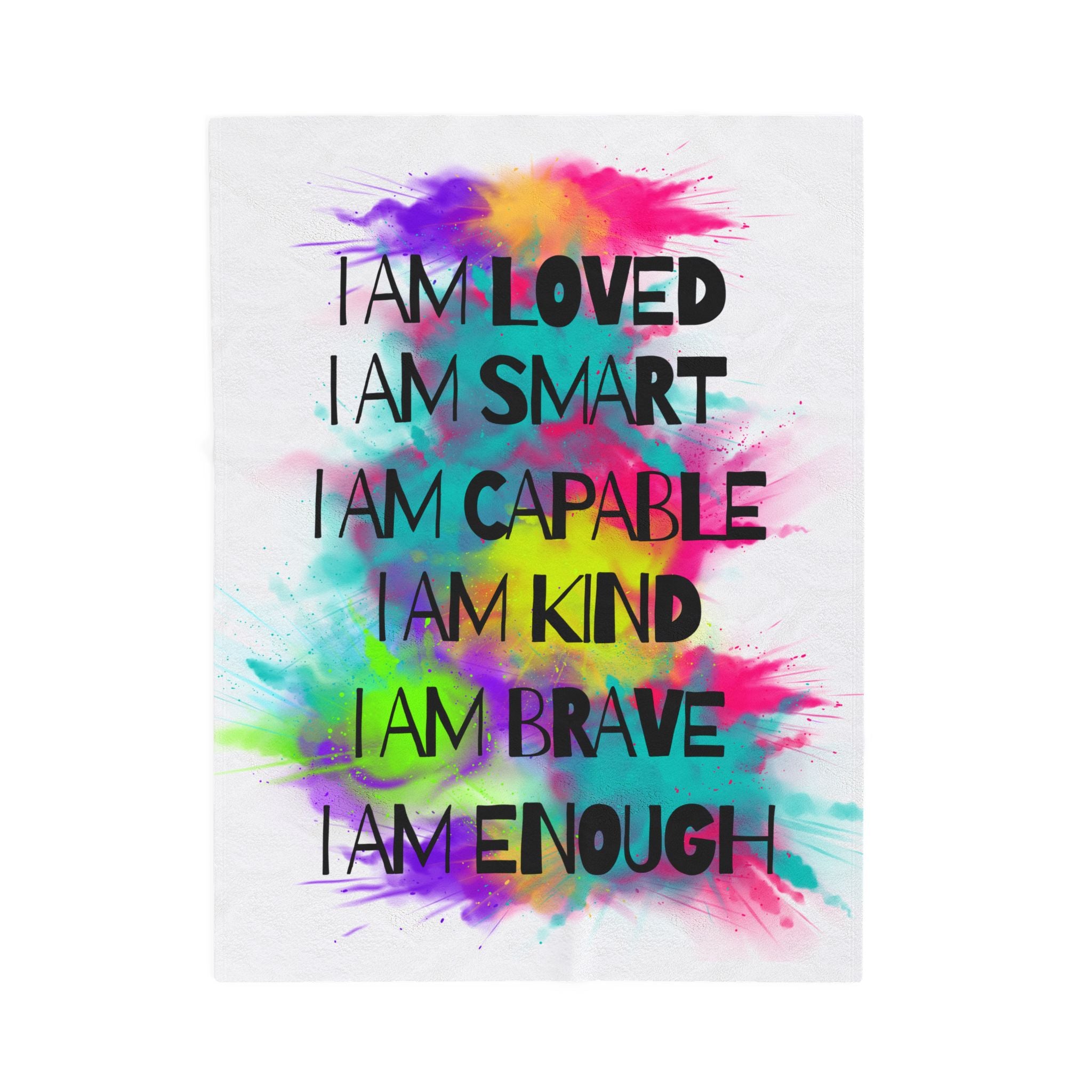 Affirmation Velveteen Plush Blanket — I am Enought Cozy Throw for Relaxation - The Luxx Express
