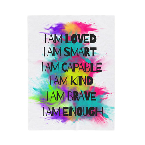 Affirmation Velveteen Plush Blanket — I am Enought Cozy Throw for Relaxation - The Luxx Express