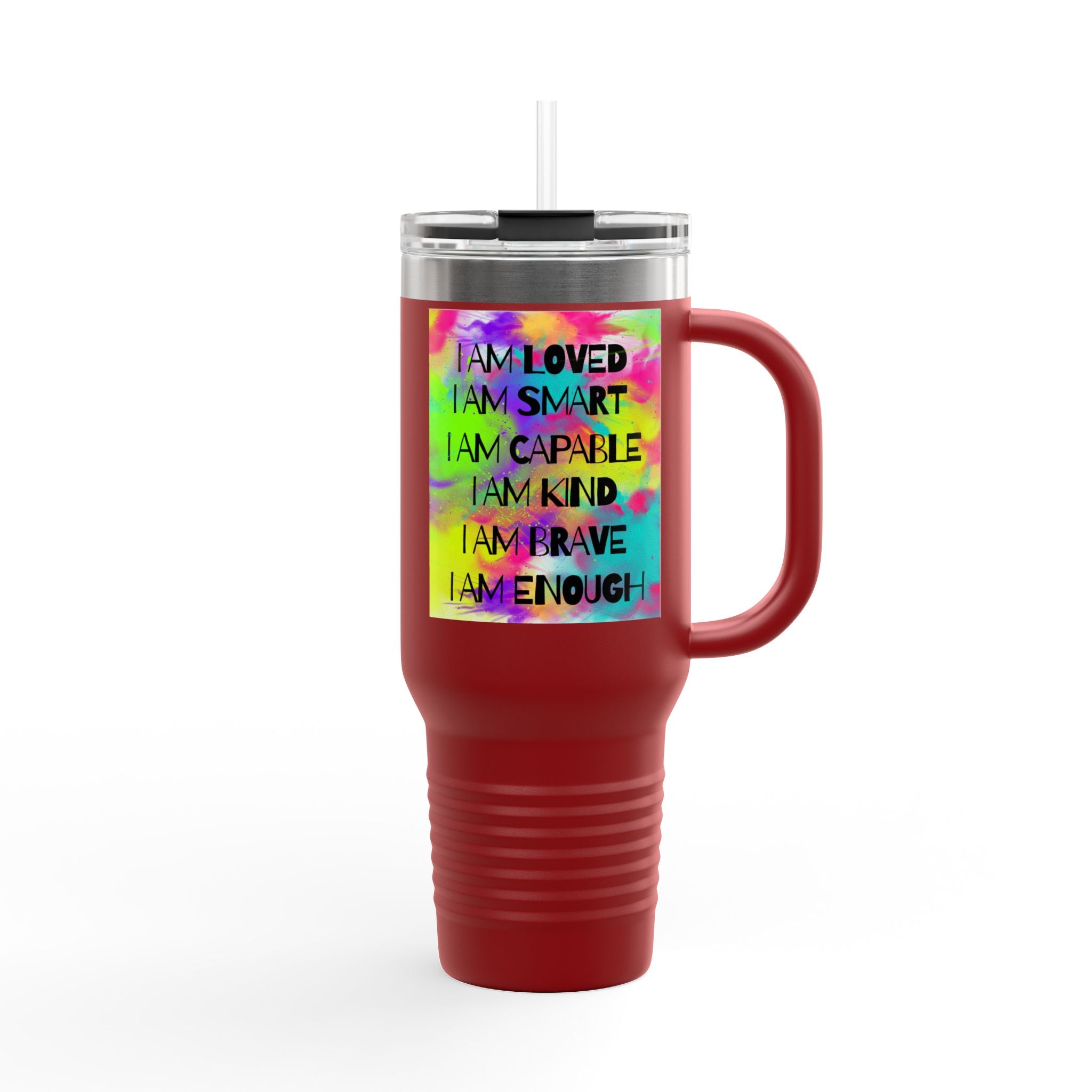 I Am Enough 40oz Insulated Travel Mug — Affirmation Tumbler - The Luxx Express
