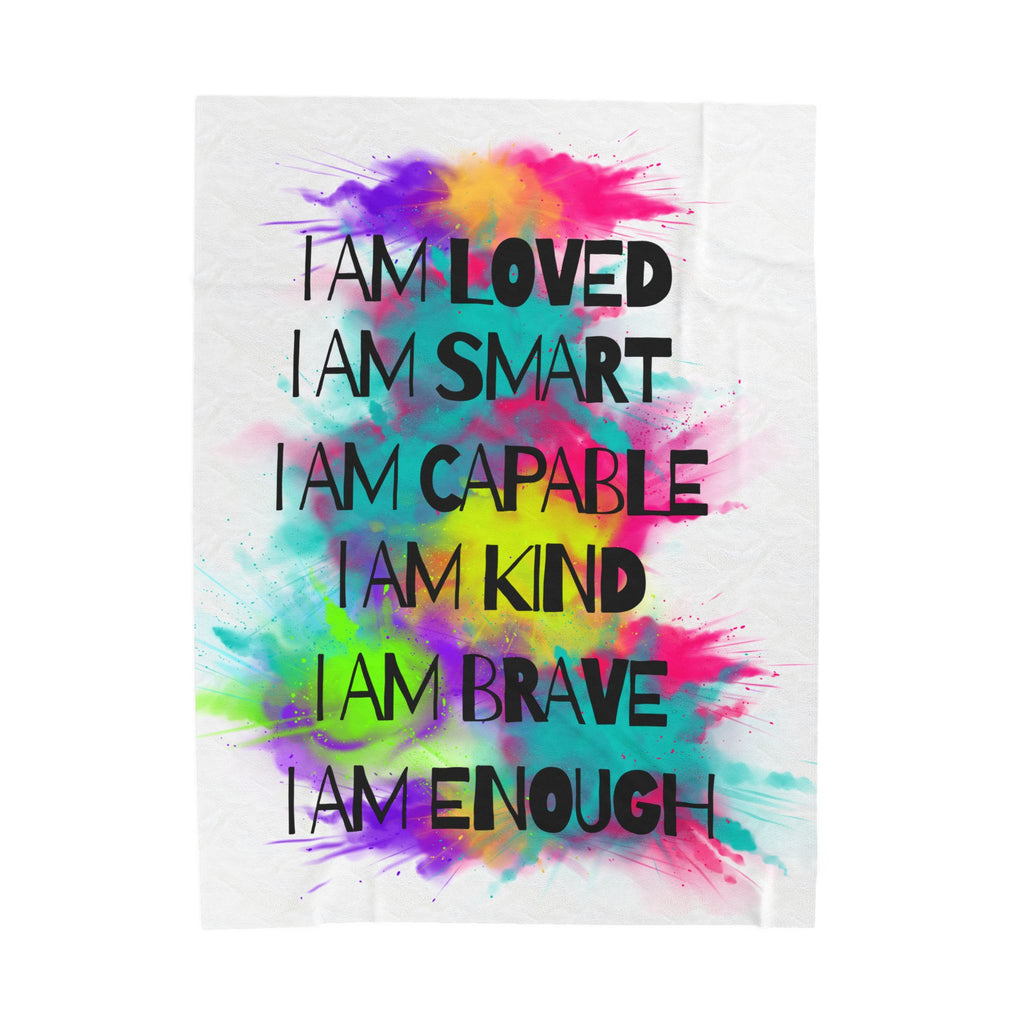 Affirmation Velveteen Plush Blanket — I am Enought Cozy Throw for Relaxation - The Luxx Express