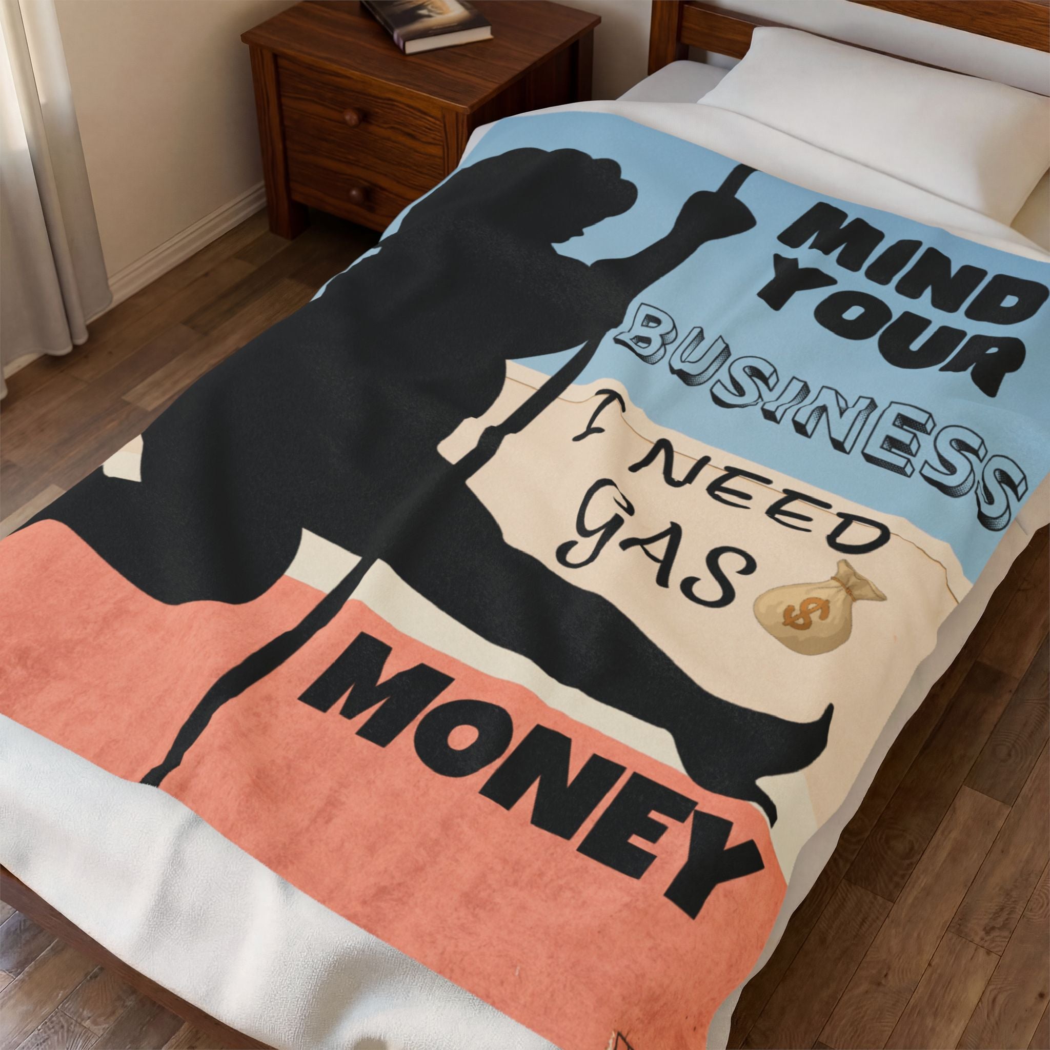 Velveteen Plush Blanket — "Mind Your Business I Need Gas Money" Cozy Throw - The Luxx Express
