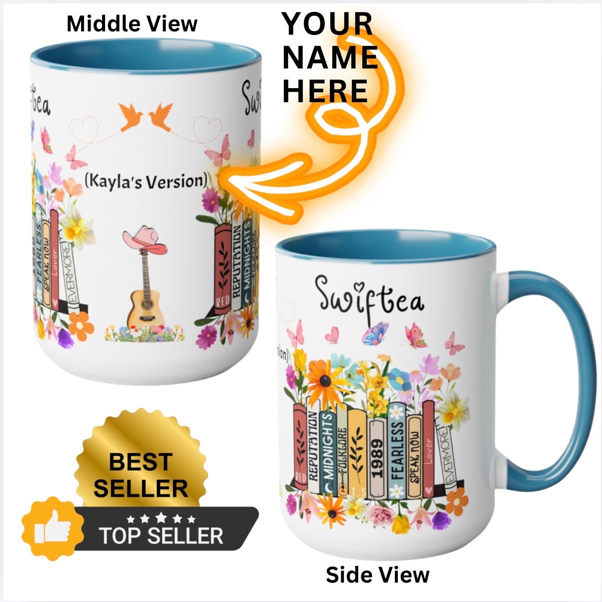 Swiftea Personalized Accent Coffee Mug — Cute Tea - Loving Swiftie 11/15oz - The Luxx Express