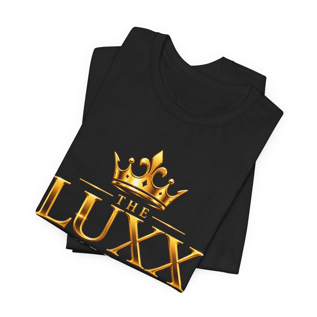 Luxx Express Tee — Gold Crown Logo Short Sleeve T-Shirt Printify