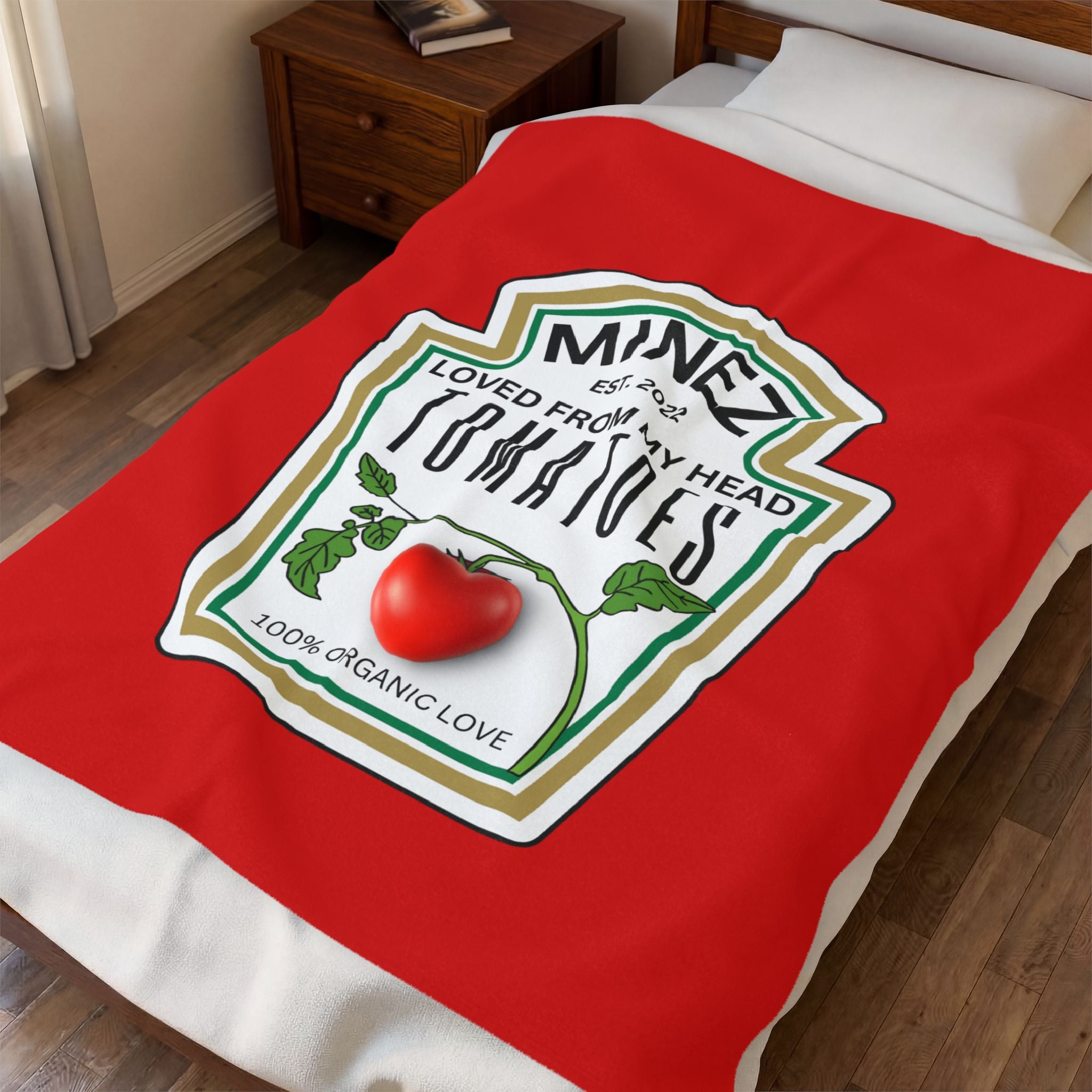 Personalized Date You Met or Married, Loved From My Head Tomatoes Velveteen Plush Blanket — Funny Cute Gift - The Luxx Express