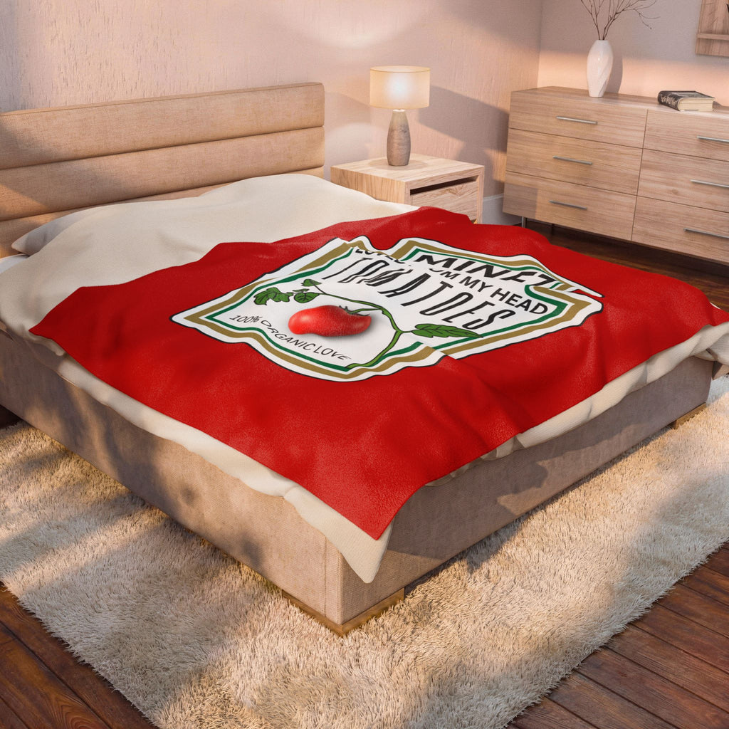 Personalized Date You Met or Married, Loved From My Head Tomatoes Velveteen Plush Blanket — Funny Cute Gift - The Luxx Express