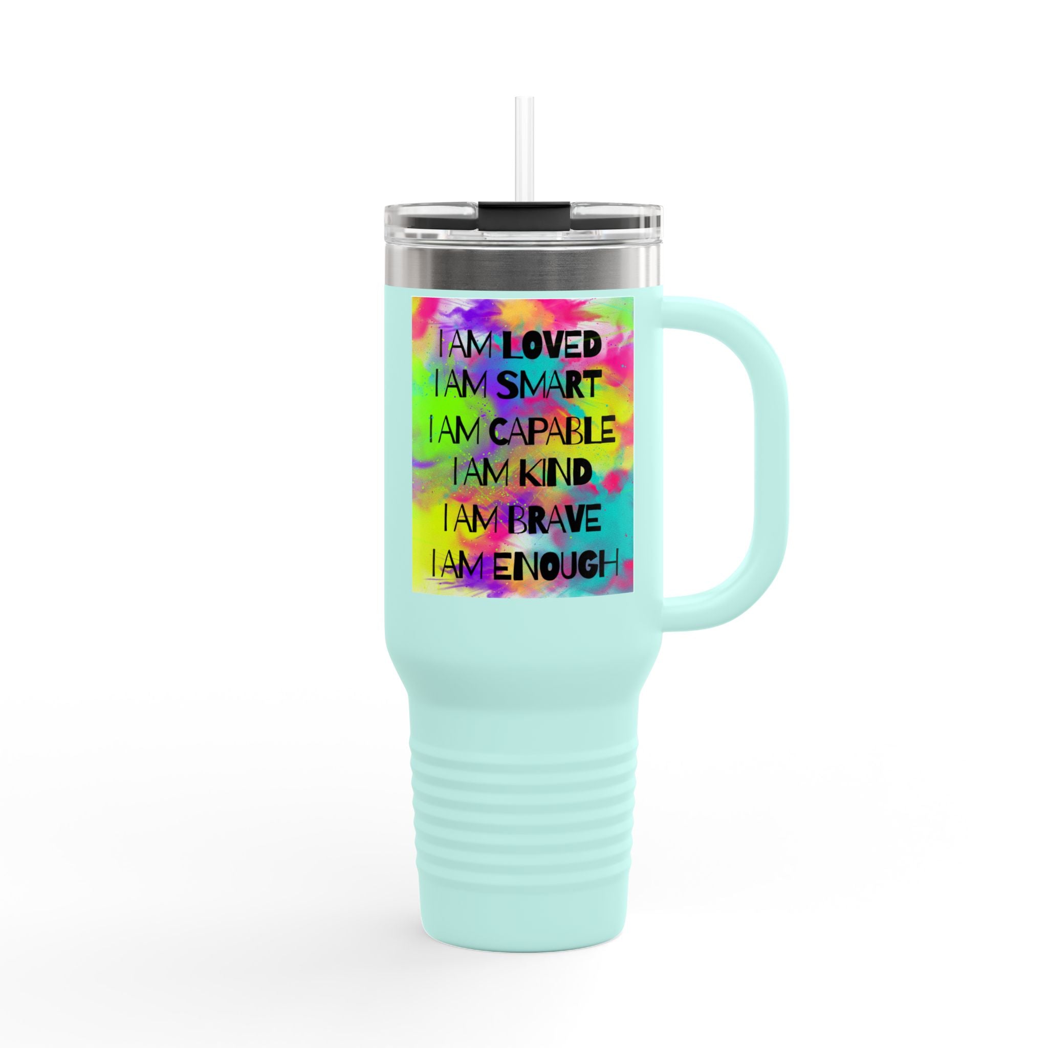 I Am Enough 40oz Insulated Travel Mug — Affirmation Tumbler - The Luxx Express