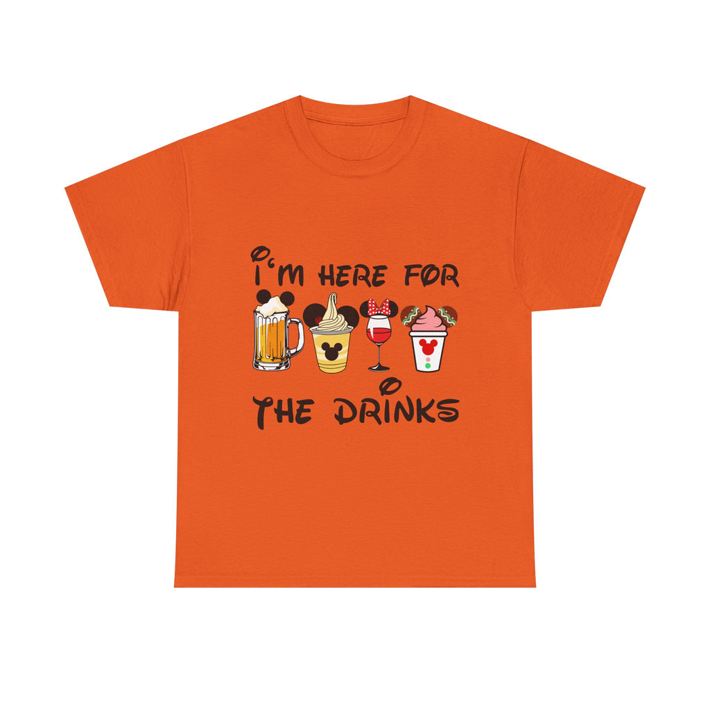 Drink Lover Family Vacation T‑Shirt — "I'm Here for the Drinks" Funny Theme Park DrinkTee - The Luxx Express