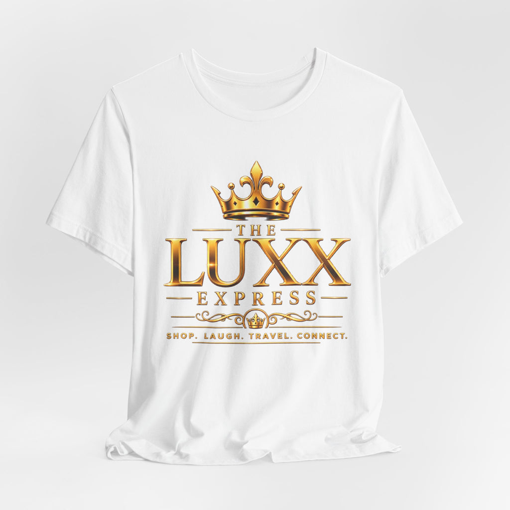 Luxx Express Tee — Gold Crown Logo Short Sleeve T-Shirt Printify