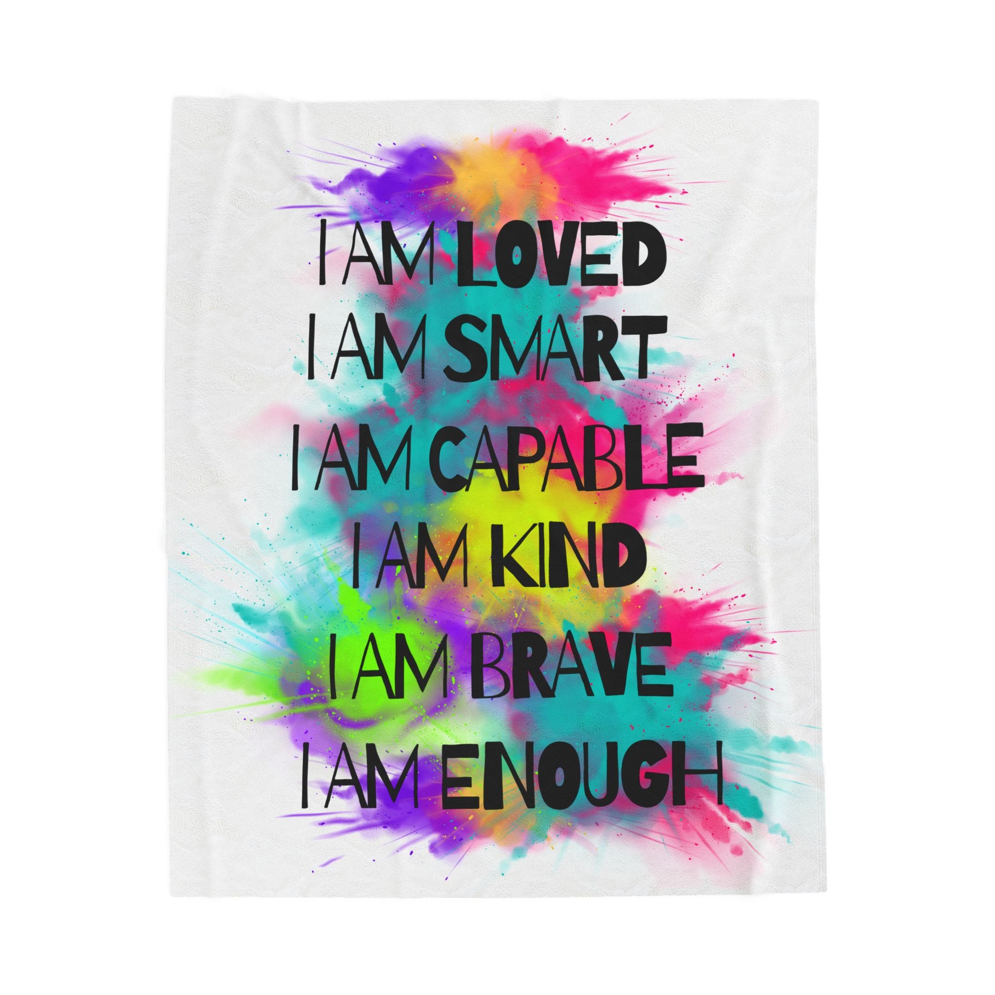 Affirmation Velveteen Plush Blanket — I am Enought Cozy Throw for Relaxation - The Luxx Express