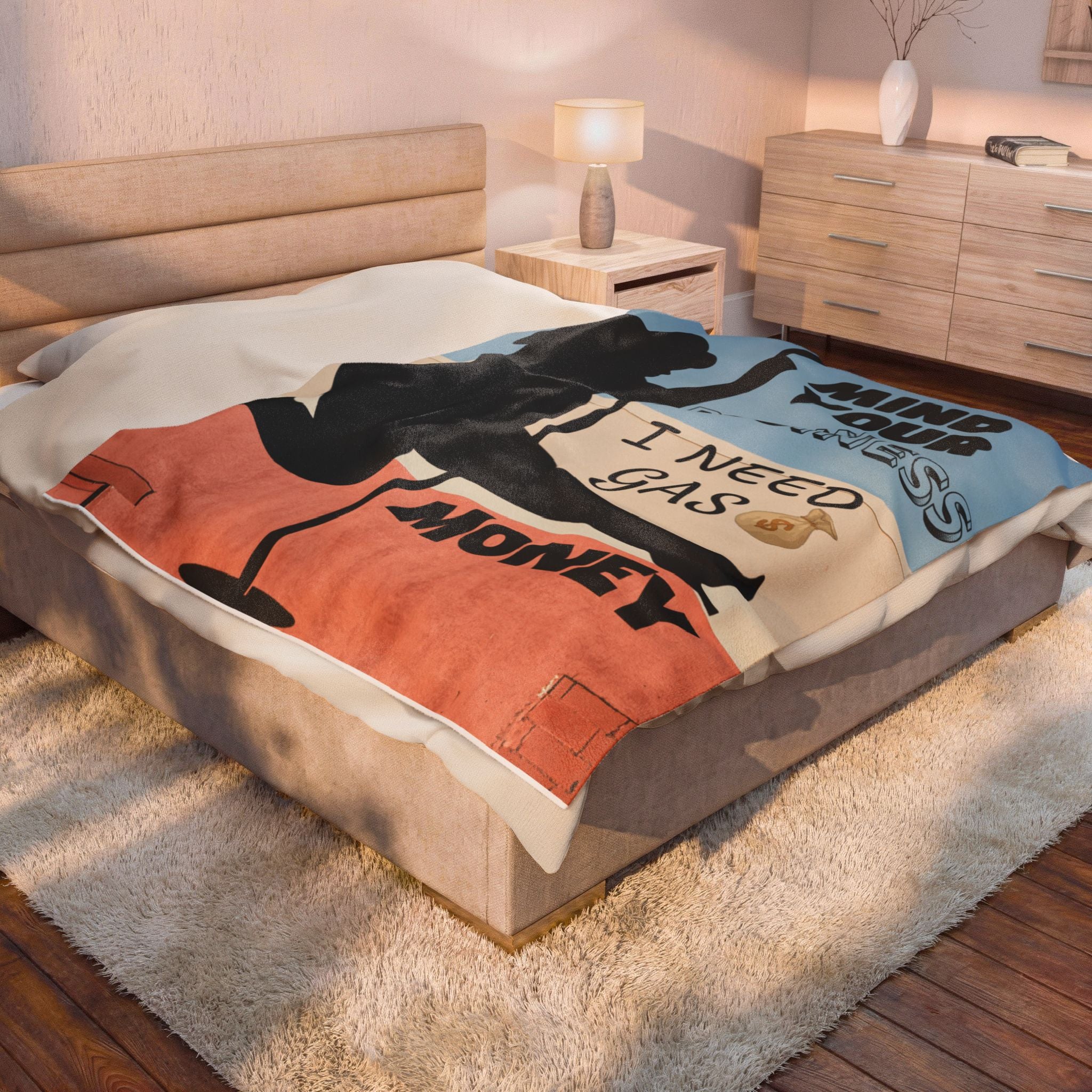 Velveteen Plush Blanket — "Mind Your Business I Need Gas Money" Cozy Throw - The Luxx Express