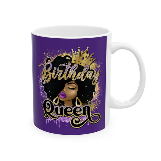 Birthday Queen Ceramic Mug 11oz Purple Mug