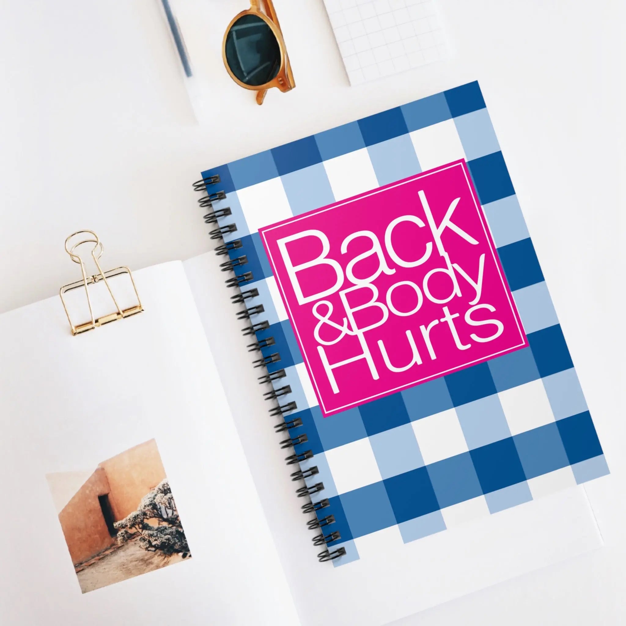 Funny 'Back and Body Hurts' Spiral Notebook — Ruled Hardcover Journal - The Luxx Express