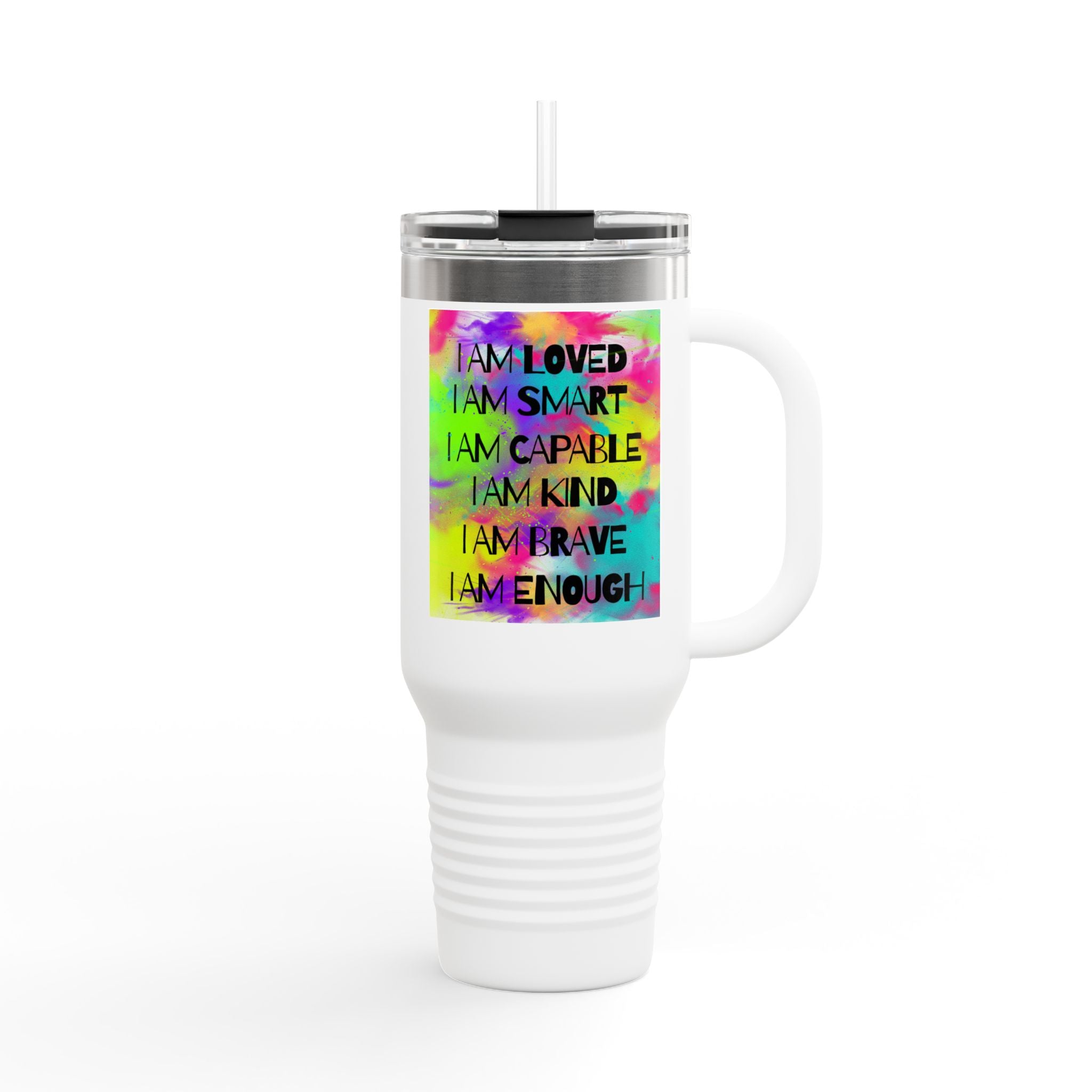I Am Enough 40oz Insulated Travel Mug — Affirmation Tumbler - The Luxx Express