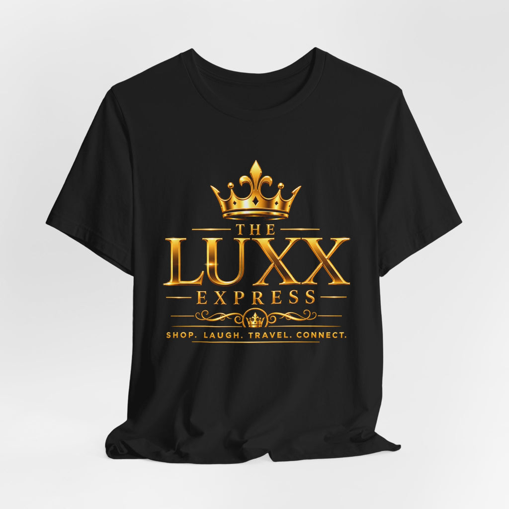 Luxx Express Tee — Gold Crown Logo Short Sleeve T-Shirt Printify