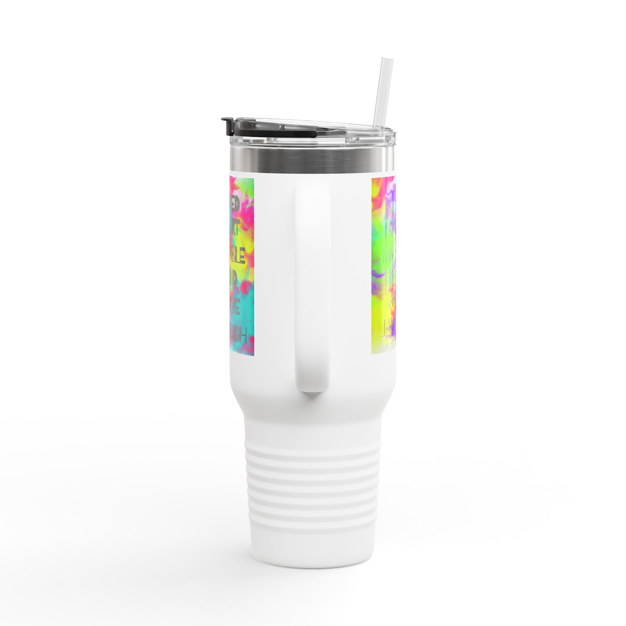I Am Enough 40oz Insulated Travel Mug — Affirmation Tumbler - The Luxx Express