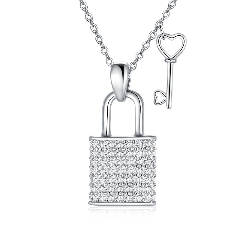 Lock and Key Necklace 925 Sterling Silver Necklace